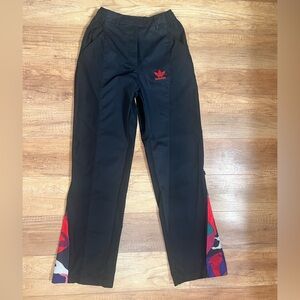 Adidas Black Track Pants with Red and Multicolor Accents